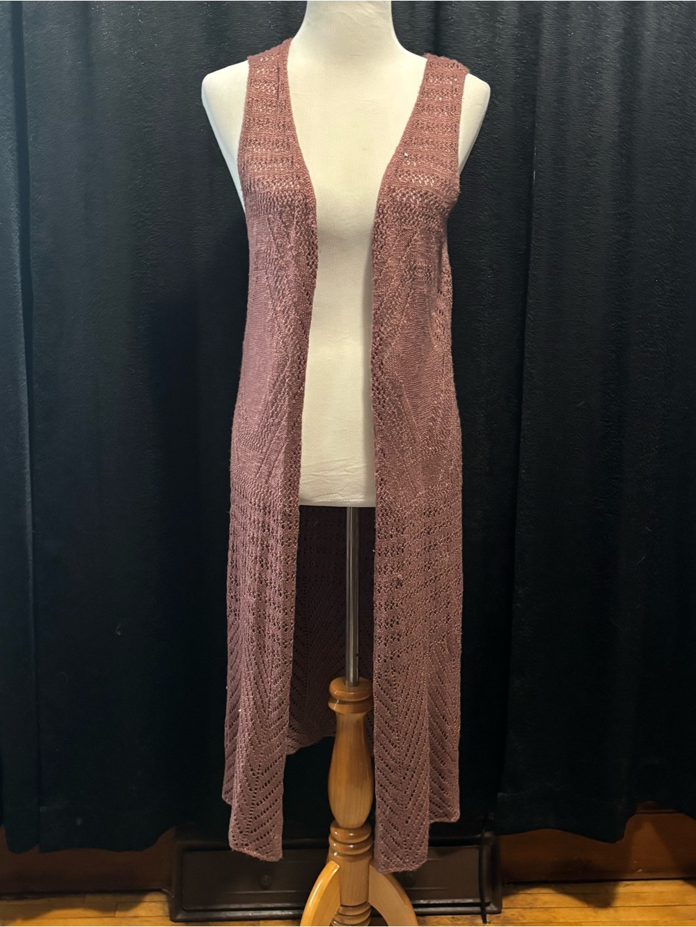Moral Fiber Long Knit Sleeveless Cardigan - Dusty Rose